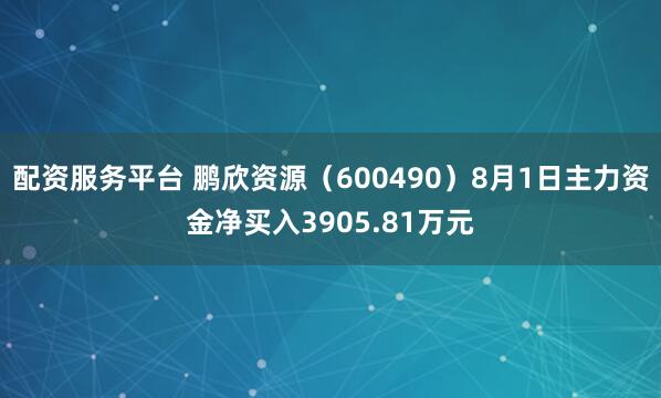配资服务平台 鹏欣资源(600490)8月1日主力资金净买入3905.81万元